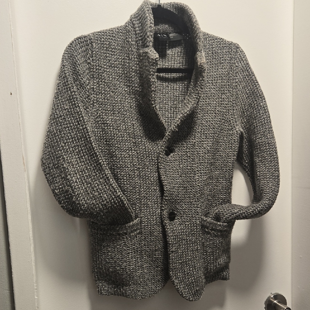 Armani Exchange Gray Marled Knit Cardigan
